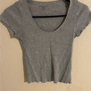 Brandy Melville Gray Ribbed Scoop Crop Top
